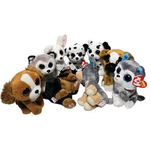 Ty Beanie Babies Dog Plush Lot of 9 Authentic Collectibe Stuffed Animal Toys
